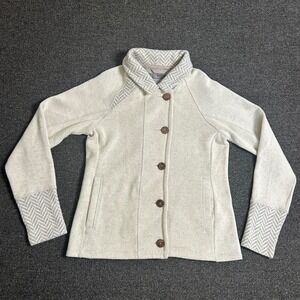 Prana Lucia Jacket Wool Blend Biege Womens Small Chevron Print Hiking Outdoors